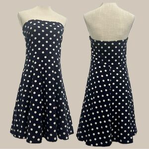 The Limited Navy Strapless Polka Dot Bandeau Dress